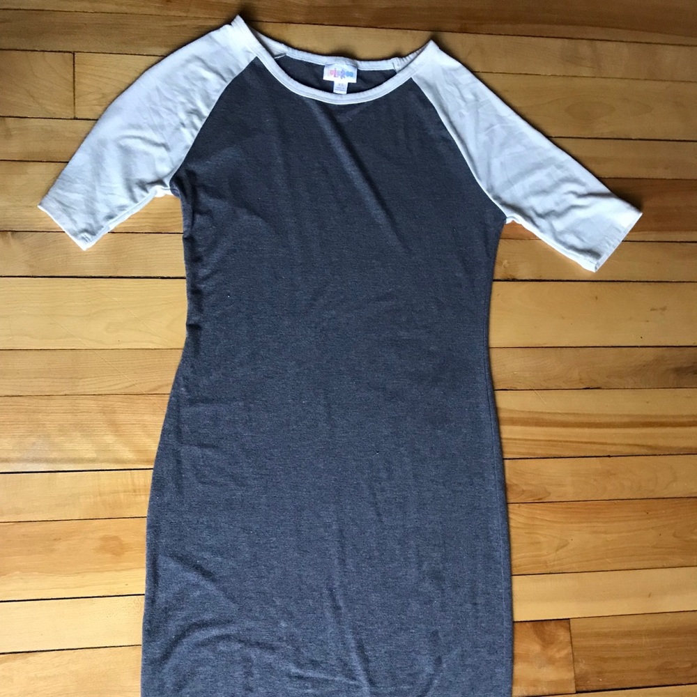Grey and cream LulaRoe Julia dress XS